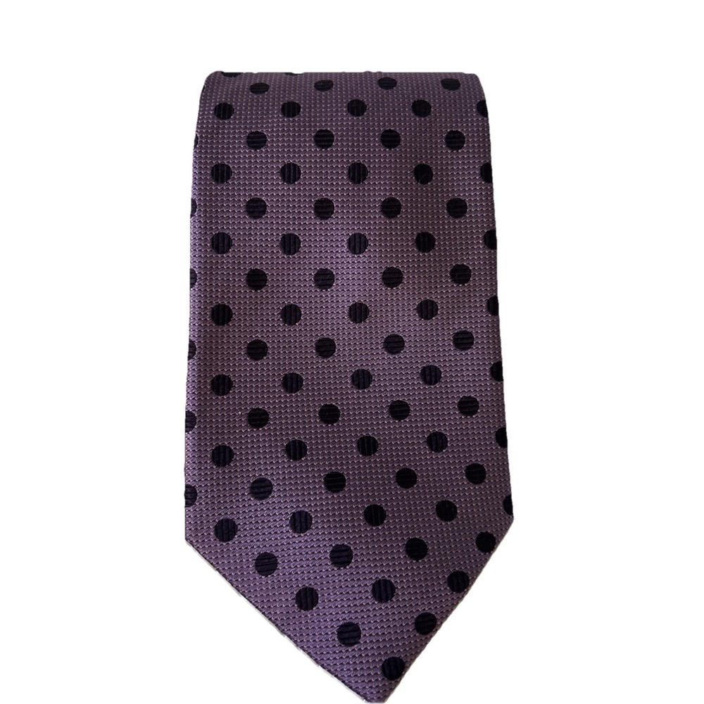 Emilio Ponti Tie‎ Purple On Purple Polka Dot Silk Necktie Woven Selftipped